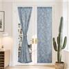 PONY DANCE Tende a Vetro per Porta Finestra 2 Pezzi 60x240 CM Tende Lino Semitrasparenti con Motivo Stampato Decorazione Curtains Soggiorno con Tasca, Blu