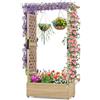 RELAX4LIFE Fioriera da Esterno con Traliccio Superiore e 2 Griglie Laterali, Orto Rialzato da Giardino in Legno di Abete con Drenaggio per Piante Rampicanti, Frutti e Fiori (Naturale, 110x44x182cm)