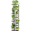 Bamworld Porta Piante da Interno ed Esterno per Balcone - Fioriera Verticale in Metallo e Legno con 7 Ripiani - Disponibile in Nero - Portavasi Decorativo - Scaffale Piante - Arredo Giardino