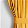 AmeliaHome Set di tende (altezza x larghezza x profondità): 245 x 140 cm, con fermatenda, 54 x 10 cm, effetto velluto, colore giallo senape, 1 pezzo, nastro arricciato, tenda decorativa per finestre