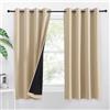 PONY DANCE Tenda Oscurante ad Anelli - Tende per Cameretta Bambini 100% Tende Oscuranti Tende Termiche Isolanti per Interni Tende Salotto Moderne 2 Pezzi 140x160 CM, Beige