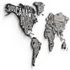 Giallobus - MAPPA DEL MONDO - DECORAZIONE DA PARETE IN LEGNO MDF (MDF nomi continenti, 190L x 105l cm)
