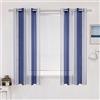 MIULEE Tende a Righe per Interni, Tende Trasparenti in Voile Tende Camera da Letto, Tenda Salotto Moderne con Anelli, Tenda a Pannello da Interno Finestra a Righe Bianche e Blu, 2X 140x160 CM