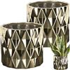 KOTARBAU® Set di 2 vasi da fiori in ceramica smaltata oro a forma cilindrica