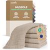 Laleni Mussole Neonato 70x70cm Set da 5 - Asciugamani in Cotone Morbido per Pelli Sensibili - Lavette Extra Assorbenti, Quadrati Beige