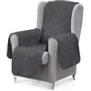 textil-home Copripoltrona 1 Posto con Braccioli LUKA, Poltrona Relax Reclinabile e Orecchie Imbottito - Misura 55 cm. SalvaDivano Reversibile. Grigio
