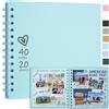 Vienrose DIY Scrapbook Album 20,5x20,5 cm Copertina Rigida Carta Kraft Scrap Book Album Fotografico con 20 Fogli (40 Pagine) Bianche per Matrimonio Baby Shower Famiglia Anniversario, Blu Chiaro