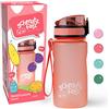 SCHMATZFATZ Borraccia per bambini a prova di perdite, 350 ml, senza BPA, riutilizzabile, con apertura facile con bottone, ideale per scuola, sport o vacanze (corallo)