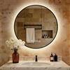 S'AFIELINA Specchio Bagno con Luce rotondo Ø 80 × 3 cm (P), Cornice Nera, Touch, Dimmerabile, Antifog, Orologio, Temperatura, Funzione Memoria, Specchio Bagno Retroilluminato, HD Vetro Temperato