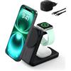 Belkin UltraCharge Caricatore Wireless Magnetico Qi2, Stazione di Ricarica 3 in 1 25W, Caricatore Compatibile con MagSafe per iPhone 16, Apple Watch, AirPods, Pixelsnap con Adattatore 45W, Nero