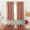 PONY DANCE Tende Lino per Interni Tende Moderne per Soggiorno 200g/m² Linen Curtains Semitrasparenti con Fettuccia per Salotto 2 Pezzi L 140 x A 245 CM, Marrone Rossastro