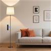 SIBRILLE Lampada da Terra Salotto, 9W con Telecomando e Interruttore a Pedale, 3000K-6000K Lampada da Lettura LED con E27 Lampadina, Lampade da Terra per Camera da Letto e Ufficio, Paralume in Lino