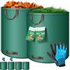 KESSER® Set di sacchi per foglie Sacco per rifiuti da giardino incl. Guanti, Robusto e pieghevole, Sacchi per foglie e l'erba tagliata Sacchi per rifiuti da giardino, 4x 500 Litri, Verde