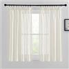 PONY DANCE Tende Corte con Effetto Lino per Cucina Tende Semitrasparenti Camera da Letto Decorative con Fettuccia Curtains per Interni 2 Pezzi 140x145 CM, Beige Chiaro