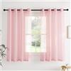 PONY DANCE Tende Trasparenti con Effetto Lino per Interni Tende per Salotto Moderne con Anelli Voile Curtains per Cucina 2 Pezzi 140x160 CM, Rosa Chiaro