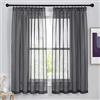 PONY DANCE Tende per Interni con Fettuccia Filtraggio Luce Morbida Tende Trasparenti per Finestre Piccole Voile Curtains per Salotto 2 Pezzi L 140 x A 160 cm, Grigio Scuro
