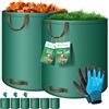 KESSER® Set di sacchi per foglie Sacco per rifiuti da giardino incl. Guanti, Robusto e pieghevole, Sacchi per foglie e l'erba tagliata Sacchi per rifiuti da giardino, 6x 500 Litri, Verde