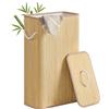 SONGMICS Cesto Portabiancheria con Coperchio, 60 L, Porta Biancheria in Bambù, Rettangolare, Manici, Pieghevole, Sacco Interno Rimovibile e Lavabile In Lavatrice, Naturale LCB076YZ01