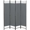 [en.casa] Paravento Pieghevole per Interni e Esterni in 4 Pannelli Separè Decorativo Parete Divisoria per Camera da Letto Spogliatoio Terrazza 171 x 160 cm Telaio in Acciaio - Grigio Scuro