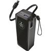 Cellularline power bank Roller 20.000 mAh con output fino a 65 W, cavo USB-C retrattile integrato da 70 cm, porte USB-C e USB-A, display LCD, ricarica 3 dispositivi, nero