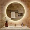 S'AFIELINA Specchio Bagno con Luce rotondo Ø 80 × 3 cm (P), Cornice D'oro, Touch, Dimmerabile, Antifog, Orologio, Temperatura, Funzione Memoria, Specchio Bagno Retroilluminato, HD Vetro Temperato