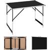 WOLTU Tavolo da Campeggio Picnic Giardino Pieghevole Portatile Altezza Regolabile in MDF Nero 100x60x73/94cm