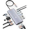 NOVOO Docking Station con Triplo Display, 14 in 1 da USB C a Doppio HDMI 4K 60Hz Adattatore con DP 8K a 30Hz, 6 Porte USB C/A, PD da 100W, RJ45, SD/TF, 3.5mm Audio per MacBook/Dell/HP/Lenovo