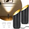 HUAEU Faretto LED da Terra - Lampada da Terra 6W per Interni, Nero, 3000K Bianco Caldo, Con Lampadina LED GU10 500LM, Faretto con Interruttore a Pedale (nero, 2 confezioni)
