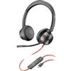 Poly Blackwire 8225, Cuffia Cablata con Connessione USB-A e USB-C, Cuscinetti in Similpelle, Riduzione del Rumore e dell'Eco, Comandi sul Cavo, Compatibile con Windows 10 e macOS, Nero