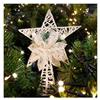 com-four® stella decorativa natalizia - decorazione in metallo con aghi di pino, fiore e bacca - stella bianca da appoggio
