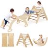 COSTWAY 4 in 1 Set da Arrampicata per Bambini, Giocattoli da Arrampicata a Triangolo con Triangolo Arco e Salita, Ideale per Bambini 1 Anni + (Naturale, con cuscino)