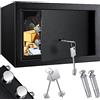 KESSER® Cassaforte per mobili con serratura a doppia barba, cassaforte da parete, 30 x 20 x 20 cm, con 2 chiavi e viti di fissaggio, colore nero