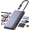 NOVOO 8 in 1 Docking Station, USB C Hub Multiport Adapter with 2 HDMI 4K 60Hz, 1Gbps Ethernet, 100W PD, 2 USB 3.2, SD TF Card Reader, Dual Monitor Laptop Compatible with MacBook/Dell/HP/Lenovo
