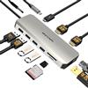 WAVLINK Docking station USB-C per due monitor, docking station con due HDMI, DP, 100W PD, USB3.0&2.0, RJ45, slot SD/TF, audio/microfono, compatibile solo con computer Windows
