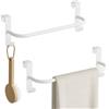 SAYAYO Portasciugamani Cucina Bianco con 2 Ganci, Porta Strofinacci da Cucina, Appendiabiti da Porta per Armadio, Cassetto, Bagno, Senza Forare, Antiscivolo, 2 Pezzi, 29CM