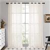 Deconovo Tende Trasparenti per Interni Moderne con Anelli - Set di 2 Pannelli in Voile Morbido per Camera da Letto e Soggiorno，140x183 cm，Beige