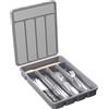 Lifewit Portaposate con Coperchio, Contenitore Porta Posate da Cassetto per Cucina, Organizer in Plastica per Cassetto per Cucchiai, Forchette, Coltelli, 5 Scomparti, Grigio