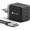 NOVOO Caricatore USB C, 100W Caricabatterie Con Cavo USB-C PD, GaN Ⅲ 3 Porte Veloce Caricatore per MacBook Pro, Dell XPS 13, iPad Pro, iPhone 16/15/14/13/12, Galaxy S24 Ultra