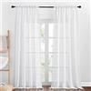 PONY DANCE Tende Soggiorno Moderne Semitrasparenti con Tasca 2 Pezzi 140x260 CM Tende Bianche Camera da Letto Curtains con Effetto Lino per Salotto Eleganti
