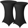Granbest Confezione di 2 coprisedia da tavolo da cocktail incorporati in spandex, quadrati, per feste, banchetti, eventi di matrimonio, mostre, all'aperto (nero, Ø 80-85 cm)