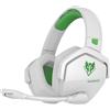 NUBWO G06 Cuffie Gaming per PC/Ps5/Ps4/NS,2,4GHz Wireless+5.3 Bluetooth,Cuffie Wireless con Microfono 7.1 Qualità Audio Senza Perdita di Bassa Latenza,Durata di Oltre 100+ Ore - Bianco/Verde