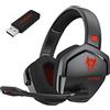NUBWO G06 Cuffie Gaming Wireless per PC/Ps5/Ps4/NS/Mobile, 2,4GHz Wireless+5.3 Bluetooth,Cuffie Wireless con Microfono 7.1 Qualità Audio Senza Perdita di Bassa Latenza, Durata di Oltre 100+ Ore -Rosso