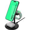Green Cell Greencell MagScape - Supporto di ricarica induttivo 3 in 1 MagSafe per iPhone, Apple Watch, AirPods e altre cuffie wireless (nero)