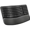 Logitech Wave Keys tastiera wireless ergonomica con supporto per i polsi imbottito, digitazione comoda, Easy-Switch, Bluetooth, Logi Bolt,compatibile con più sistemi operativi, Windows/Mac - Grafite