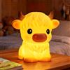 Mewaii Huggwaii, Luce notturna a forma di mucca delle Highland per bambini, dimmerabile, in silicone, a forma di mucca, con 30 timer di spegnimento automatico, decorazione carina per ragazzi e ragazze