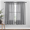 PONY DANCE Tende Camera da Letto Moderne Semitrasparenti con Tasca 2 Pezzi 132x160 CM Tende Soggiorno con Effetto Lino Curtains per Salotto Eleganti, Grigio Scuro