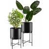 tectake® Set da 2 Portapiante, Portavasi, Supporto Piante per Esterno, Giardino, Balcone e Interno, Acciaio Verniciato, Vasi Rimovibili con Cuscinetti Antiscivolo, Arredamento casa Vaso Piante - Nero