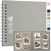Vienrose DIY Scrapbook Album 18x18 cm Copertina Rigida Carta Kraft Scrap Book Album Fotografico con 20 Fogli (40 Pagine) Bianche per Matrimonio Baby Shower Famiglia Anniversario, Grigio chiaro