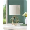 EDISHINE Lampada da Comodino con Lampadina LED E14, 2700K Luce Calda, Paralume Pieghettato Avorio, Base in Metallo Dorato a Forma di Diamante, Design Elegante e Moderno per Camera, Soggiorno, Hotel