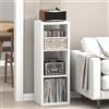 Furinno CUBICLE Mobile per Giradischi con Raccoglitore per Vinili, 3-Cube 1.2 Extra Spesso Raccoglitore per Dischi in Vinile, Scaffale Multimediale Aperto sul Retro per CD DVD Dischi, Bianco